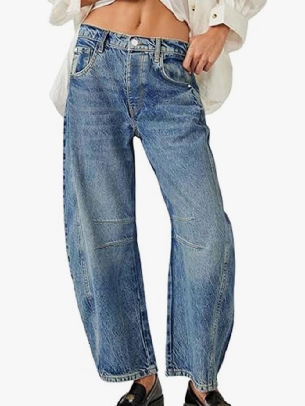 Boyfriend Wide-Leg Blue Jeans for Women